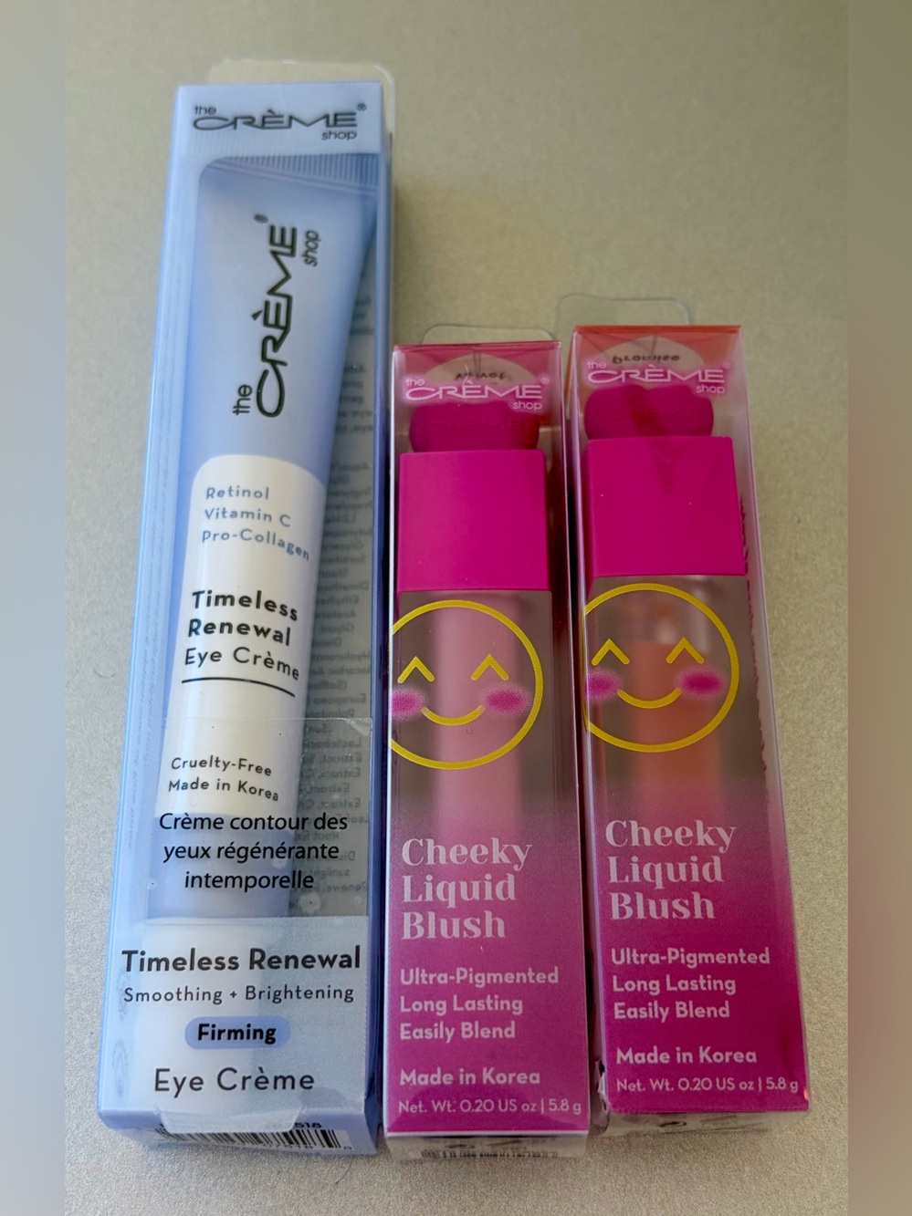 NWT The Crème Shop Cheeky Liquid Blush x 2 and Eye Crème